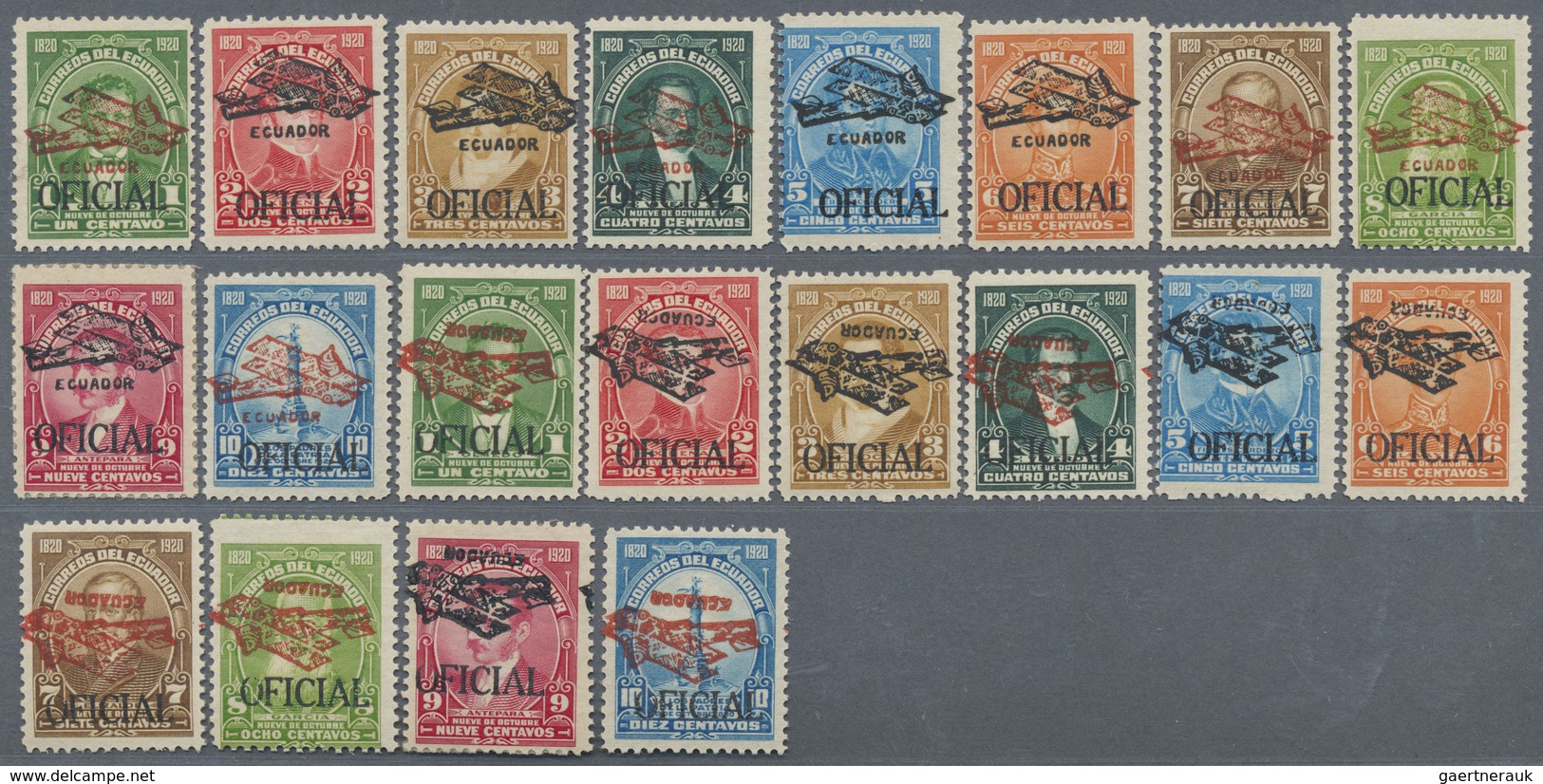 **/*/Br Ecuador - Dienstmarken: 1929, Flight Quito-Ibarra, Airmail Overprint On Officials 1c. To 10c., Two C - Ecuador