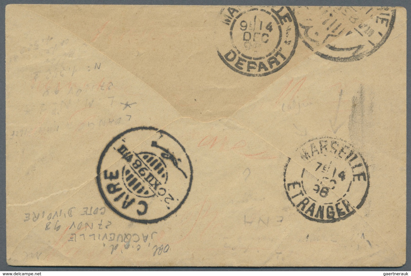 GA Elfenbeinküste: 1898. Postal Stationery Envelope 5c Green (flap Missing) Cancelled By Jacqueville/Co - Brieven En Documenten