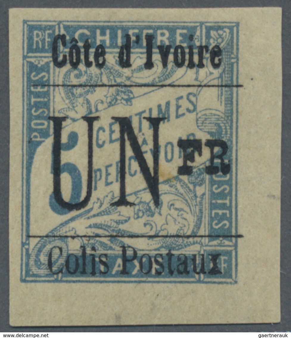 * Elfenbeinküste - Paketmarken: 1903, "UN FR" On 5c. Light Blue, Surcharge Typ IX, Marginal Copy From - Ivory Coast (1960-...)