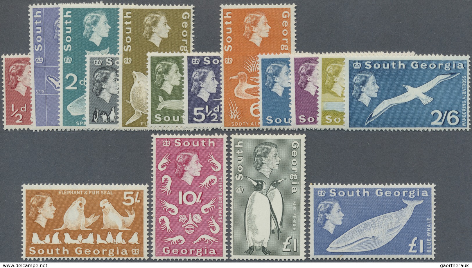 ** Falklandinseln - Süd-Georgien + Süd-Sandwich-Inseln: 1963/1969, QEII Animal Definitives Complete Set - Falklandinseln