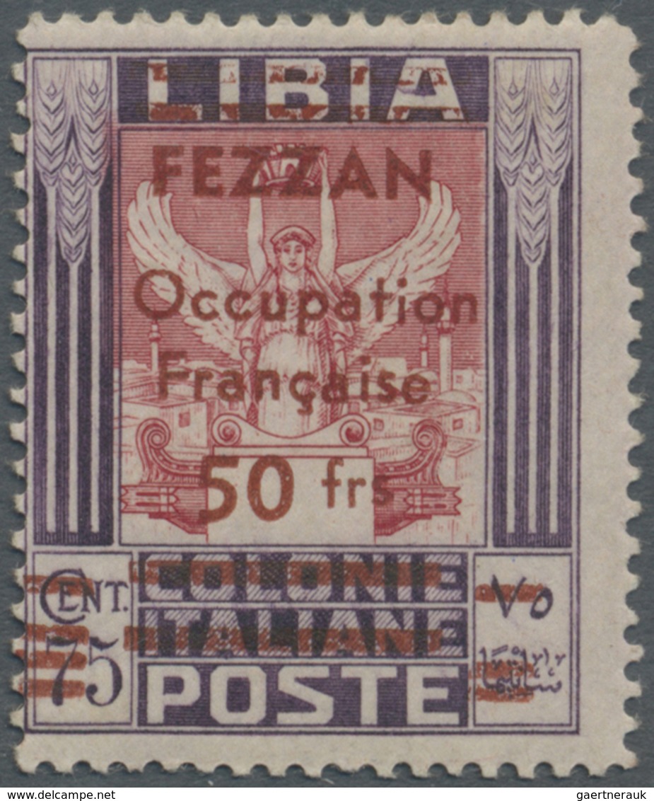 * Fezzan: 1943, 50fr. On 75c. Violet And Carmine, Fresh Colours, Normally Perforated (slightly Round U - Brieven En Documenten