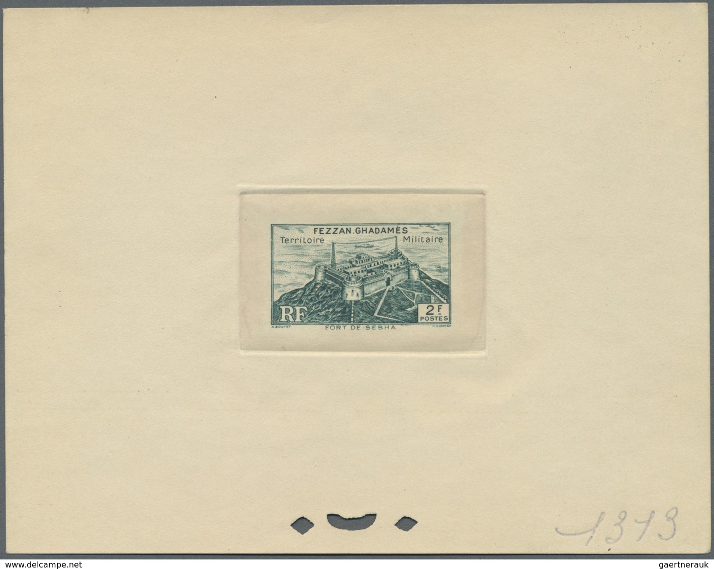 (*) Fezzan: 1946, 2fr. Fort De Sebha, Four Epreuve In Brown, Yellow-brown, Purple And Bluish Green. Maur - Lettres & Documents