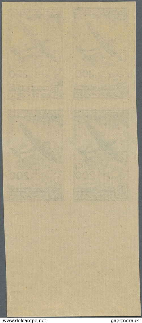 ** Fezzan: 1948, Imperf Air Mail Set Of Two Values In Margin Blocks Of Four, Mint Never Hinged, Fine An - Lettres & Documents