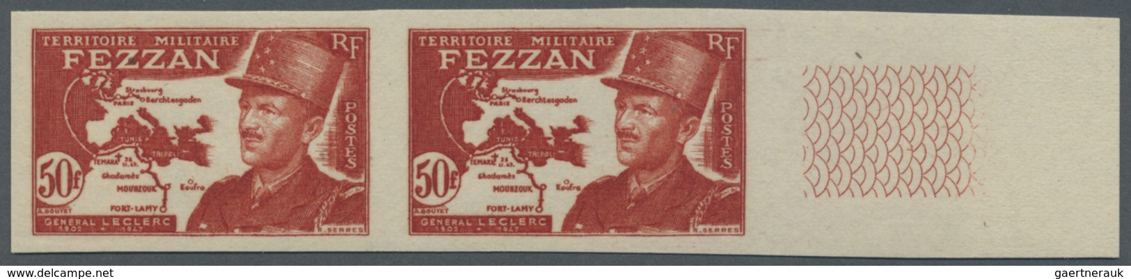 **/* Fezzan: 1949, Definitives Pictorials/Officers, 1fr. To 50fr., Complete Set Of Eleven Values IMPERFOR - Covers & Documents