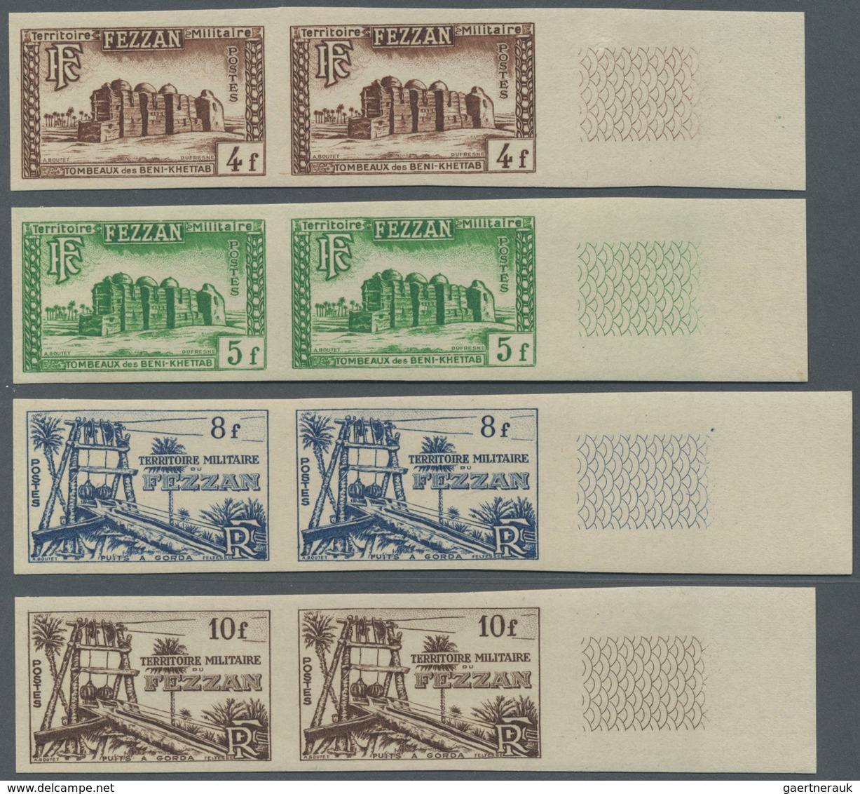 **/* Fezzan: 1949, Definitives Pictorials/Officers, 1fr. To 50fr., Complete Set Of Eleven Values IMPERFOR - Covers & Documents