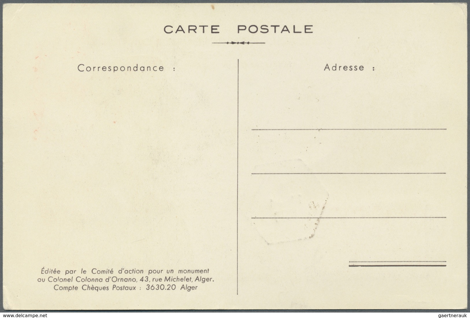 MK Fezzan: 1949, 15fr. Colonel D'Ornano On Maximum Card, Neatly Oblit. "SEBHA 11.1.1950" (the 9th Anniv - Brieven En Documenten