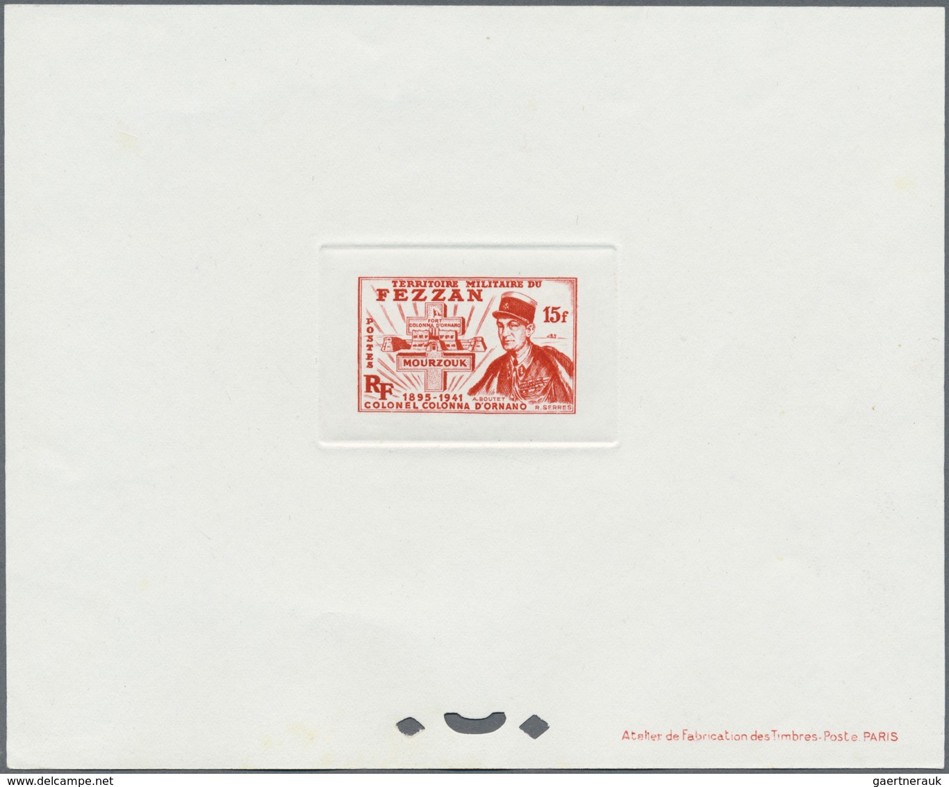 (*) Fezzan: 1949. Lot With Eight Single Epreuves D'atelier For Some Stamps Of The Definitives Set (Sc #2 - Brieven En Documenten
