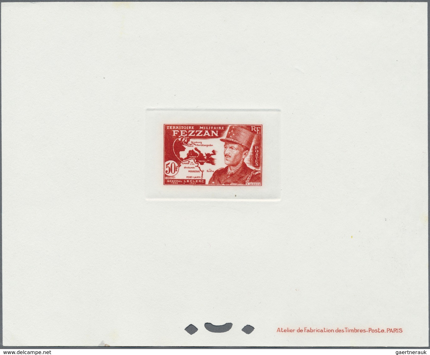 (*) Fezzan: 1949. Lot with eight single epreuves d'atelier for some stamps of the definitives set (Sc #2