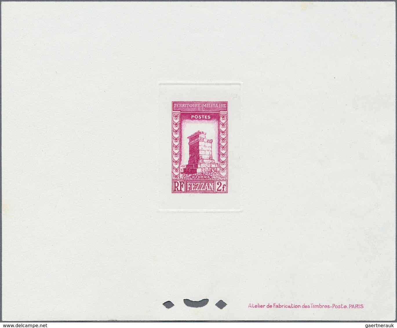 (*) Fezzan: 1949. Lot with eight single epreuves d'atelier for some stamps of the definitives set (Sc #2