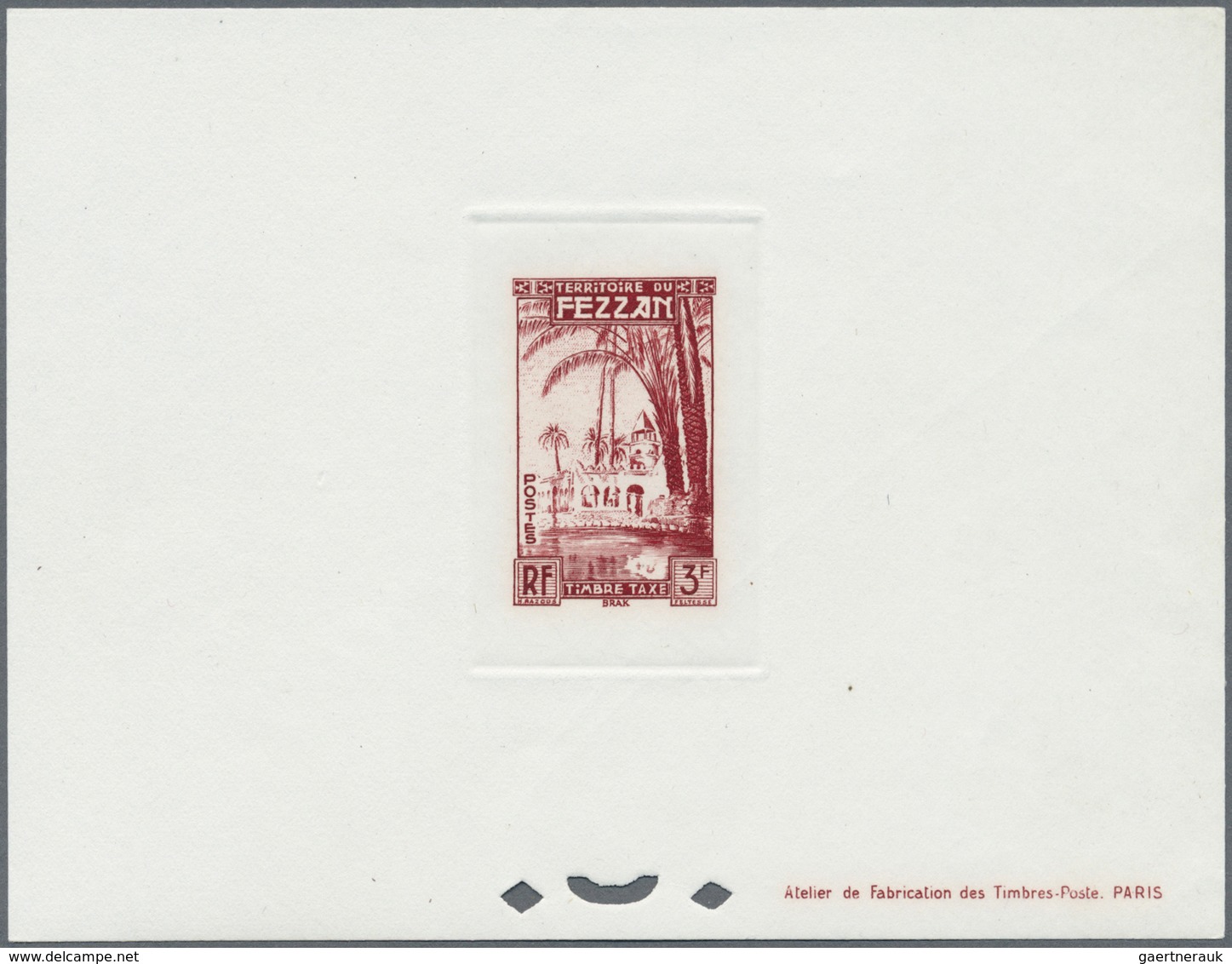 **/(*) Fezzan: 1950. Lot With One Composite, Perforated Epreuve Of Six Stamps (mint, Nh) For The Complete O - Brieven En Documenten