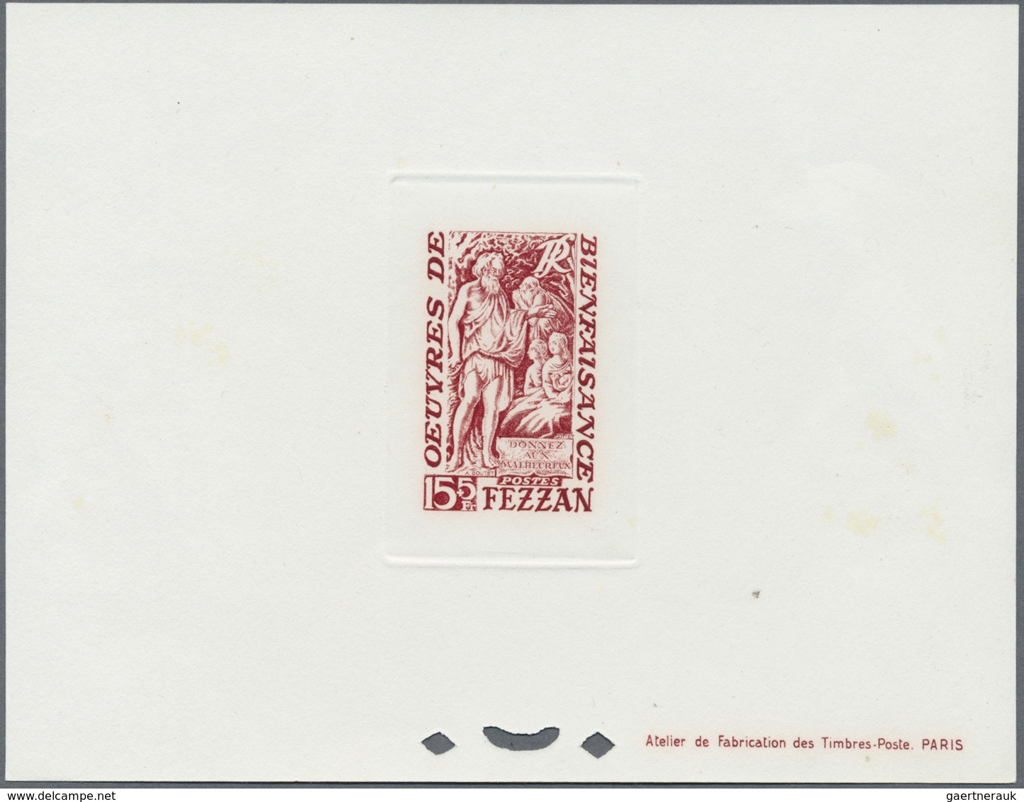 (*) Fezzan: 1950. Lot With One Composite Epreuve D'atelier With Two Stamps For The Complete Charity Set - Brieven En Documenten