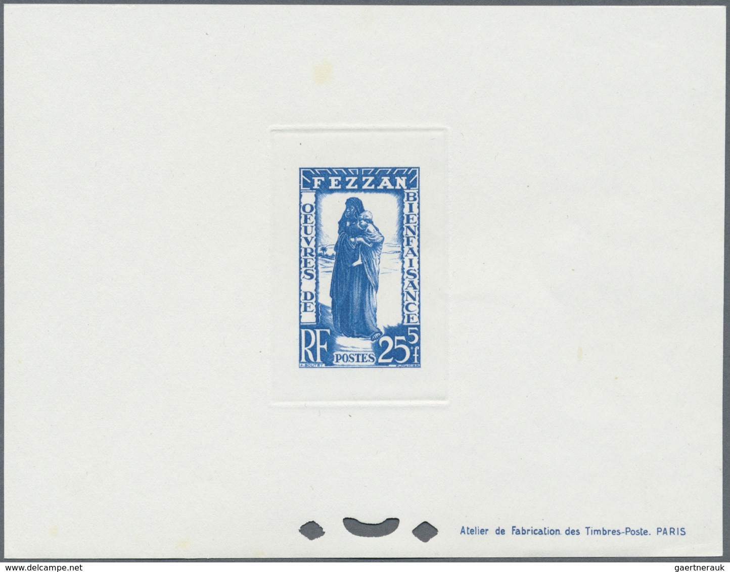 (*) Fezzan: 1950. Lot With One Composite Epreuve D'atelier With Two Stamps For The Complete Charity Set - Brieven En Documenten