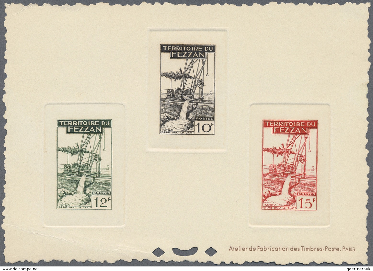 (*) Fezzan: 1951, Definitives "Agriculture", Complete Set, Four Epreuve Collective (one Piece Slightly C - Lettres & Documents