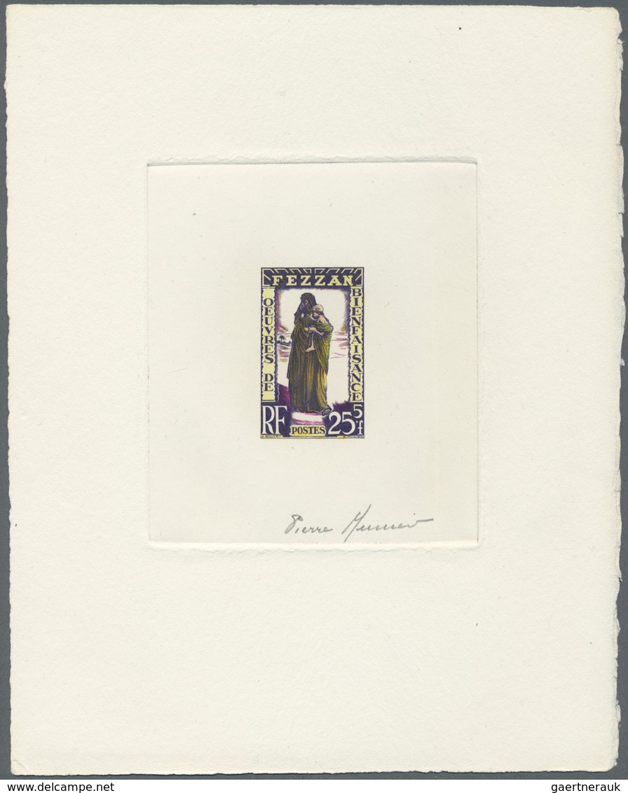 (*) Fezzan: 1951, Charity Issue, Both Values As Epreuve D'artiste, Multi-coloured Design, With Signature - Lettres & Documents