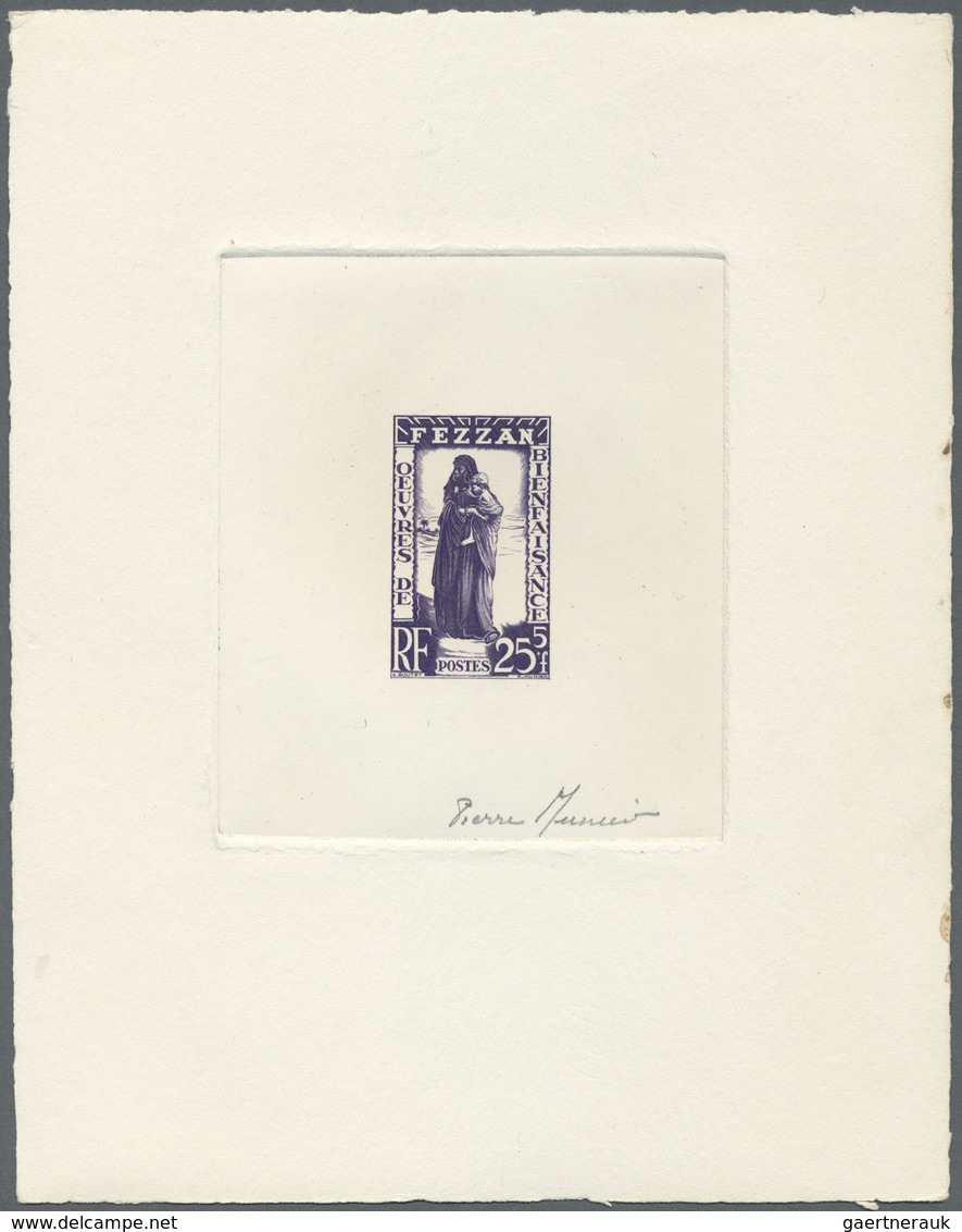 (*) Fezzan: 1951, Charity Issue, 25fr. + 5fr. As Epreuve D'artiste In Dark Violet (some Spots At Right M - Lettres & Documents