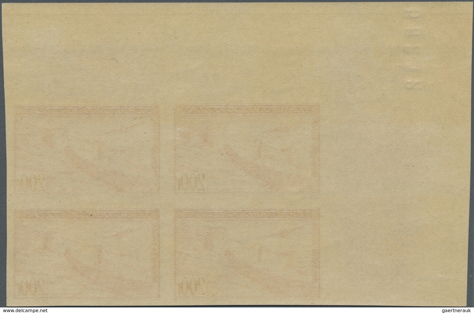 ** Fezzan: 1951, Imperf Air Mail Set Of Two Values In Corner Margin Blocks Of Four With Imprint, Mint N - Lettres & Documents