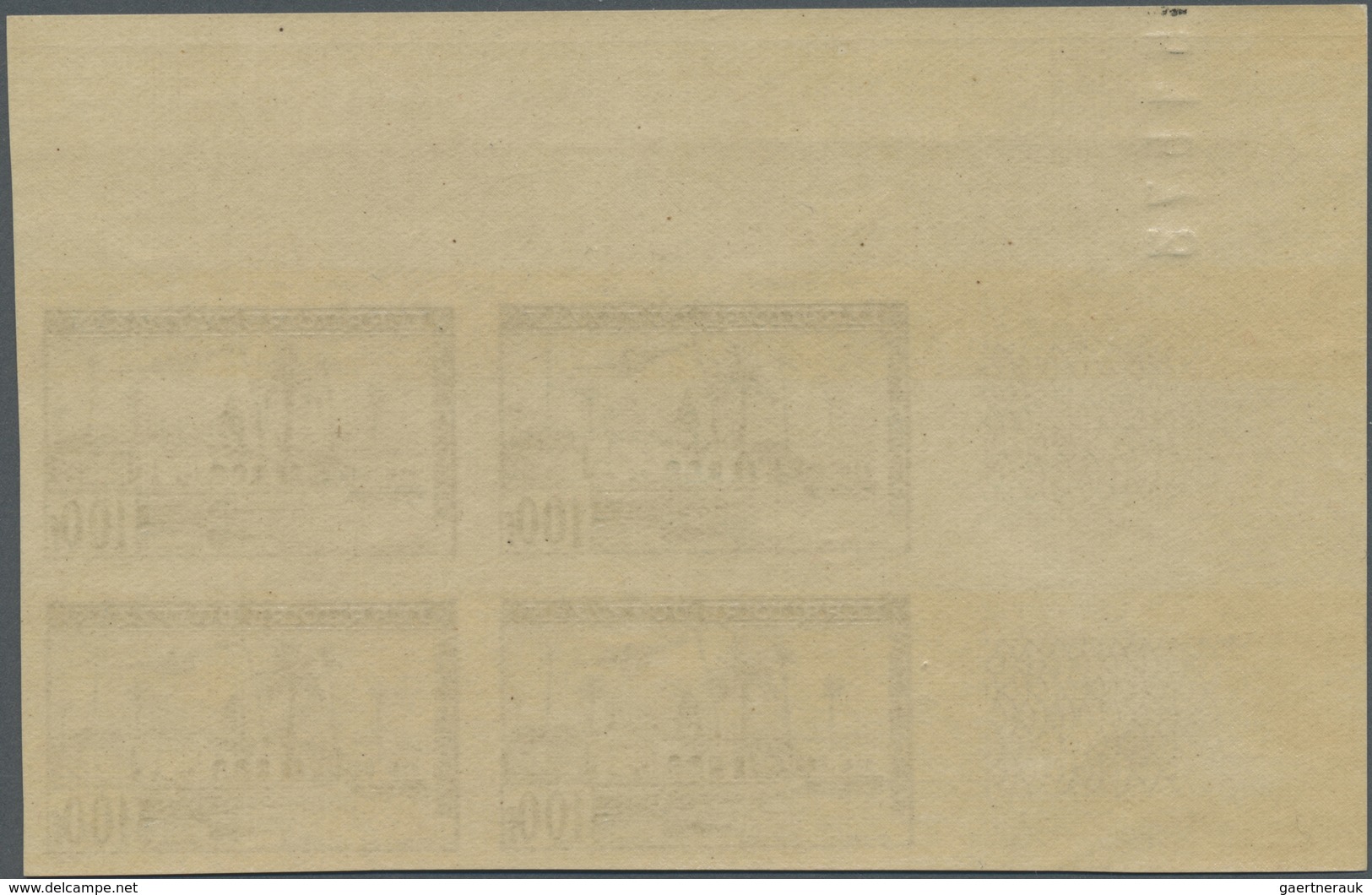 ** Fezzan: 1951, Imperf Air Mail Set Of Two Values In Corner Margin Blocks Of Four With Imprint, Mint N - Brieven En Documenten