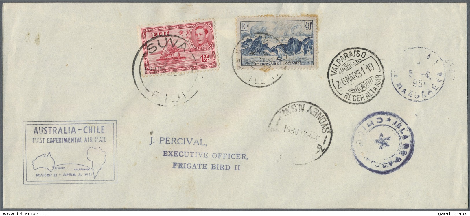 Br Fiji-Inseln: 1951. Envelope Carried On The 'Transpacific Survey Flight' Postmarked On Arrival At Val - Fidji (...-1970)