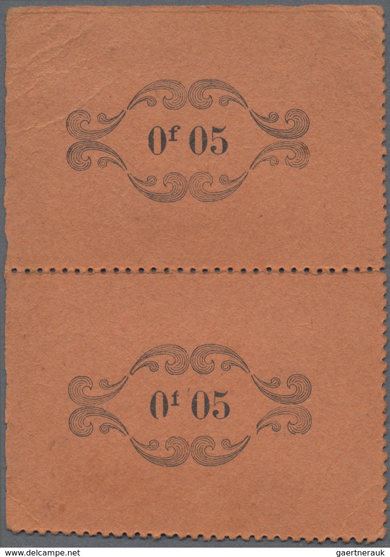 Französisch-Guinea: 1913 (ca.), 5c. With Overprint "VALEUR D'ECHANGE", Two Copies On Piece. Rare! ÷ - Autres & Non Classés