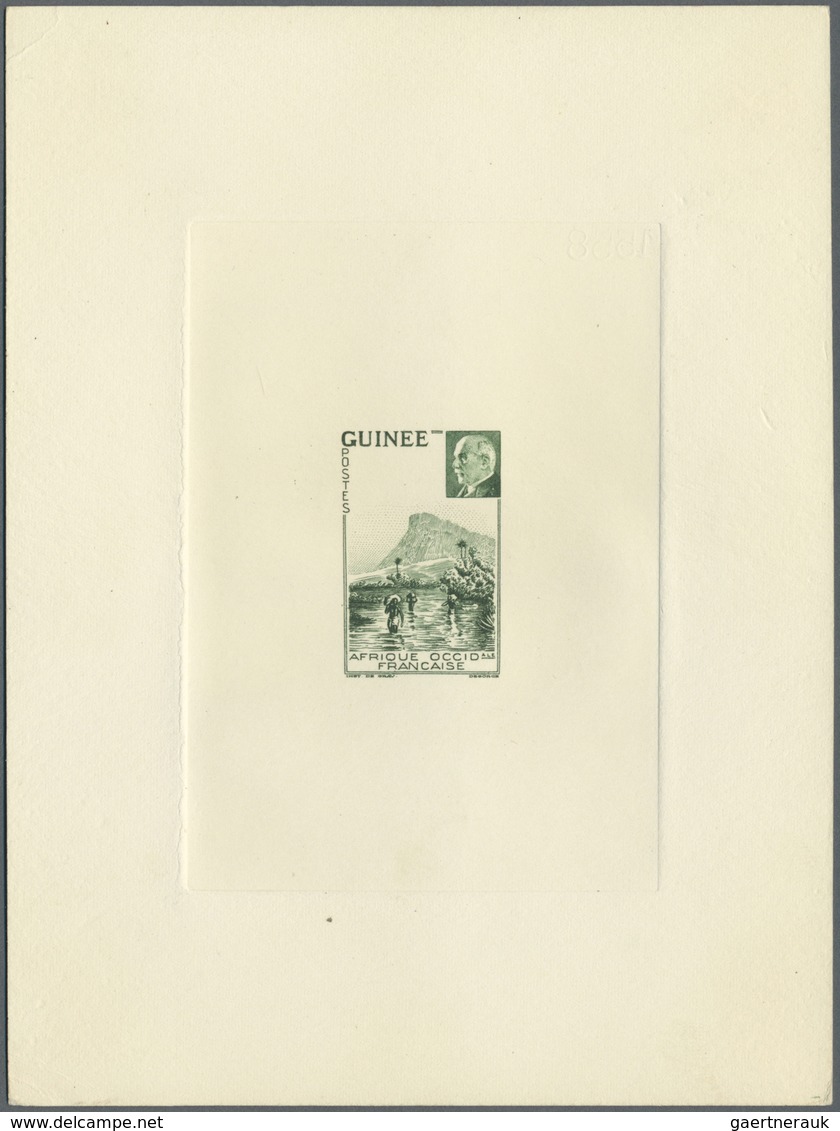 (*) Französisch-Guinea: 1941, Petain/Passage, Epreuve In Green Without Value. Maury Refers To 178/79 - Autres & Non Classés