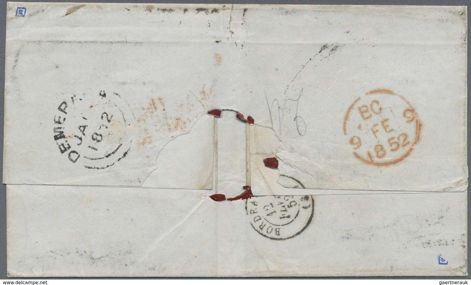 Br Französisch-Guyana: 1852. Stampless Envelope (tears) Written From Cayenne Cancelled By Oval ‘Poste A - Lettres & Documents