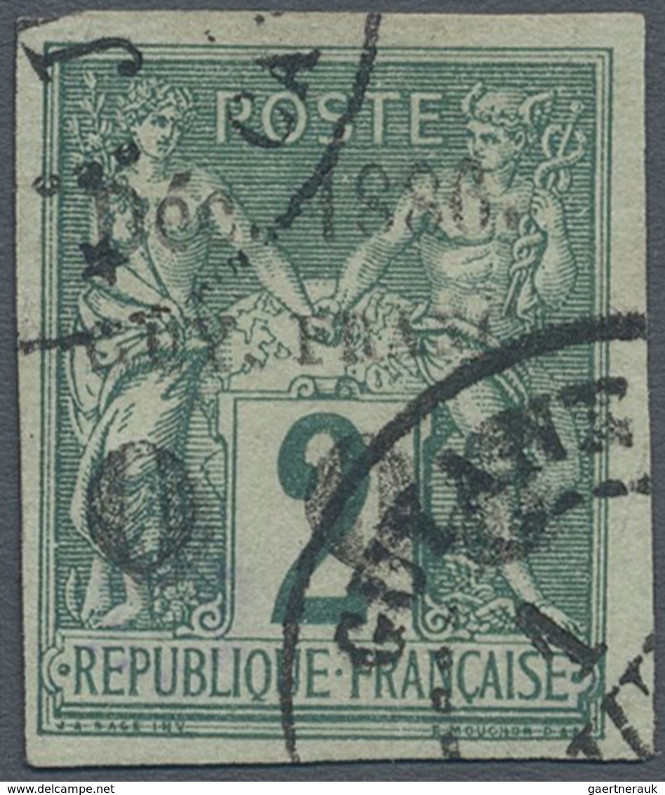 O Französisch-Guyana: 1886, 0f05 On 2 C. Green With Imprint "Déc 1886 / GUY FRANC", Cancelled Single S - Brieven En Documenten