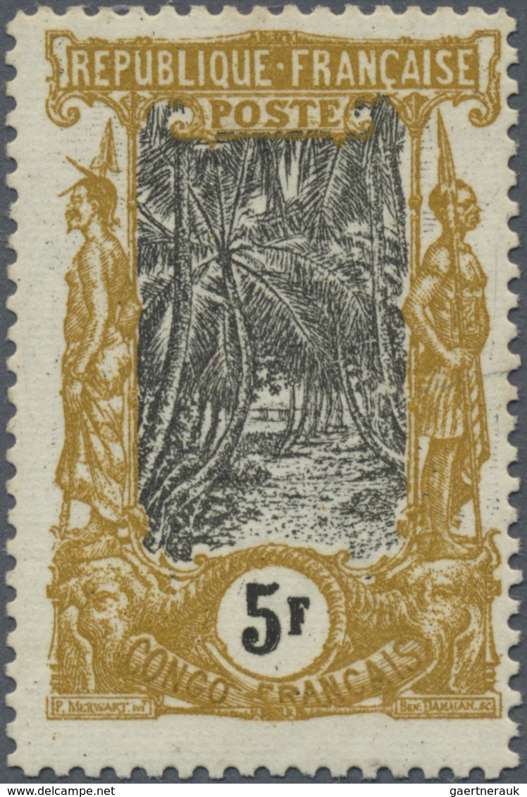 * Französisch-Kongo: 1900, French Congo. COCONUT GROVE 5fr Colored "mustard & Gray" Instead Of "brown- - Brieven En Documenten