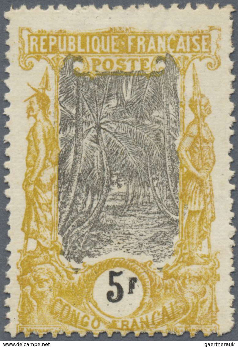 * Französisch-Kongo: 1901, Coconut Palms Avenue 5 Fr. 'mustard' (senffarben), Unused Having Some Mould - Lettres & Documents