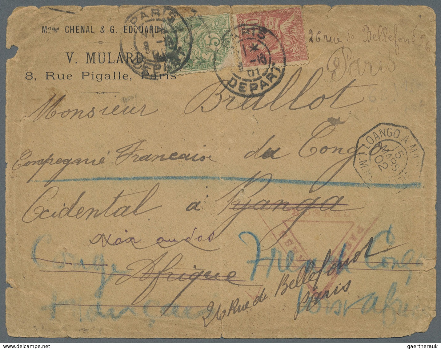 Br Französisch-Kongo: 1901. Envelope (some Faults And Transporting Marks, Toned) Addressed To The 'Comp - Lettres & Documents