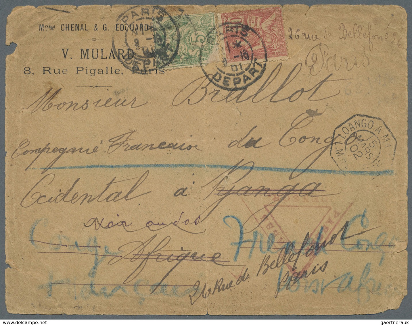 Br Französisch-Kongo: 1901. Envelope (some Faults And Transporting Marks, Toned) Addressed To The 'Comp - Brieven En Documenten