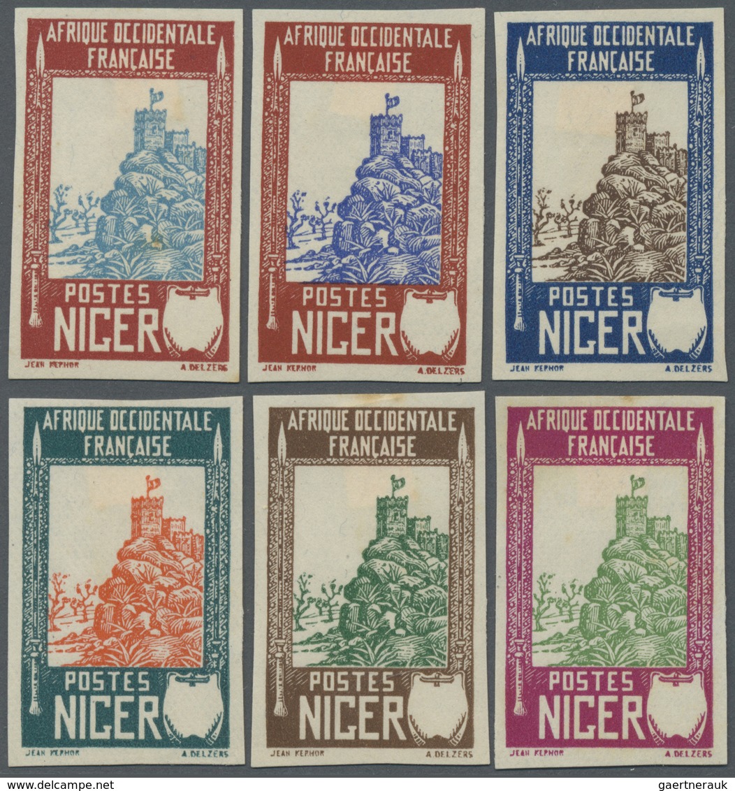 (*) Französisch-Niger: 1926, Fortress Zinder, Six Color Proofs, Without Declaration Of Value In The Cart - Lettres & Documents