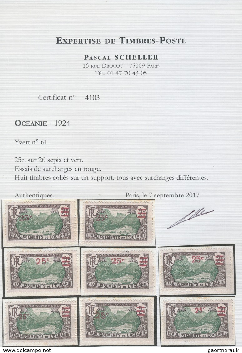 Brfst Französisch-Ozeanien: 1924, 25 C. On 2 Fr. Brown/green With Overprint, Eight Different Overprint Typ - Autres & Non Classés