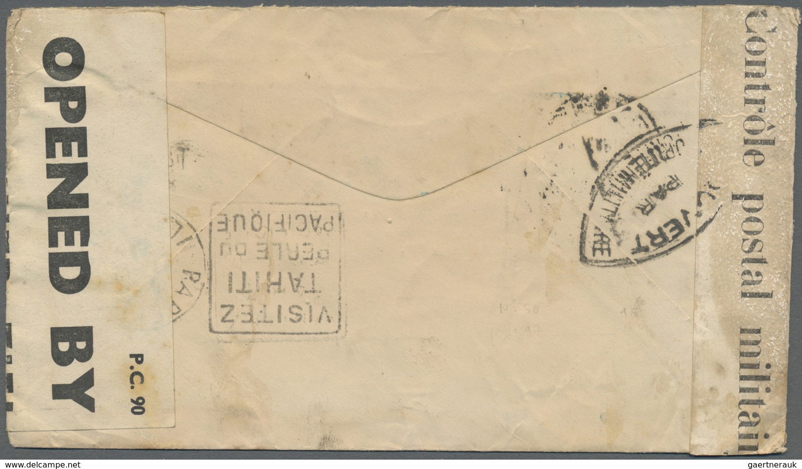 Br Französisch-Ozeanien: 1941. Censored Envelope Addressed To France Bearing Oceania Yvert 99, 50c Viol - Autres & Non Classés