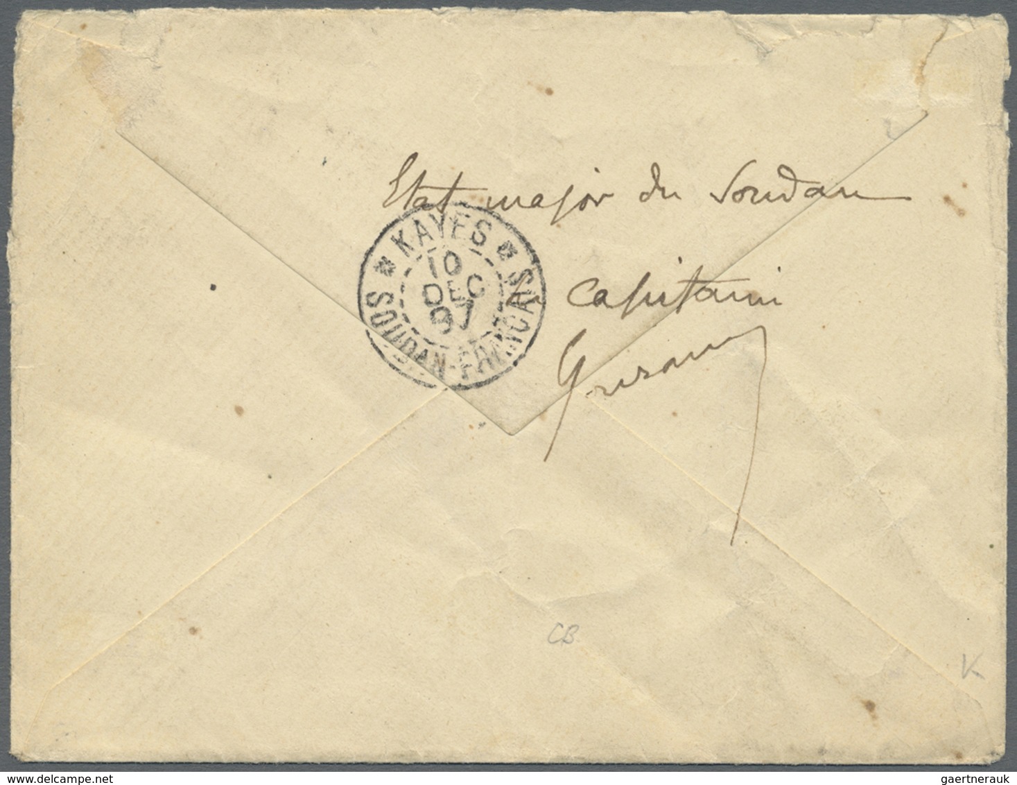 Br Französisch-Sudan: 1897 (26.11.), Stampless Cover Used From SEGOO To Paris With Transitmarks Of KAYE - Lettres & Documents