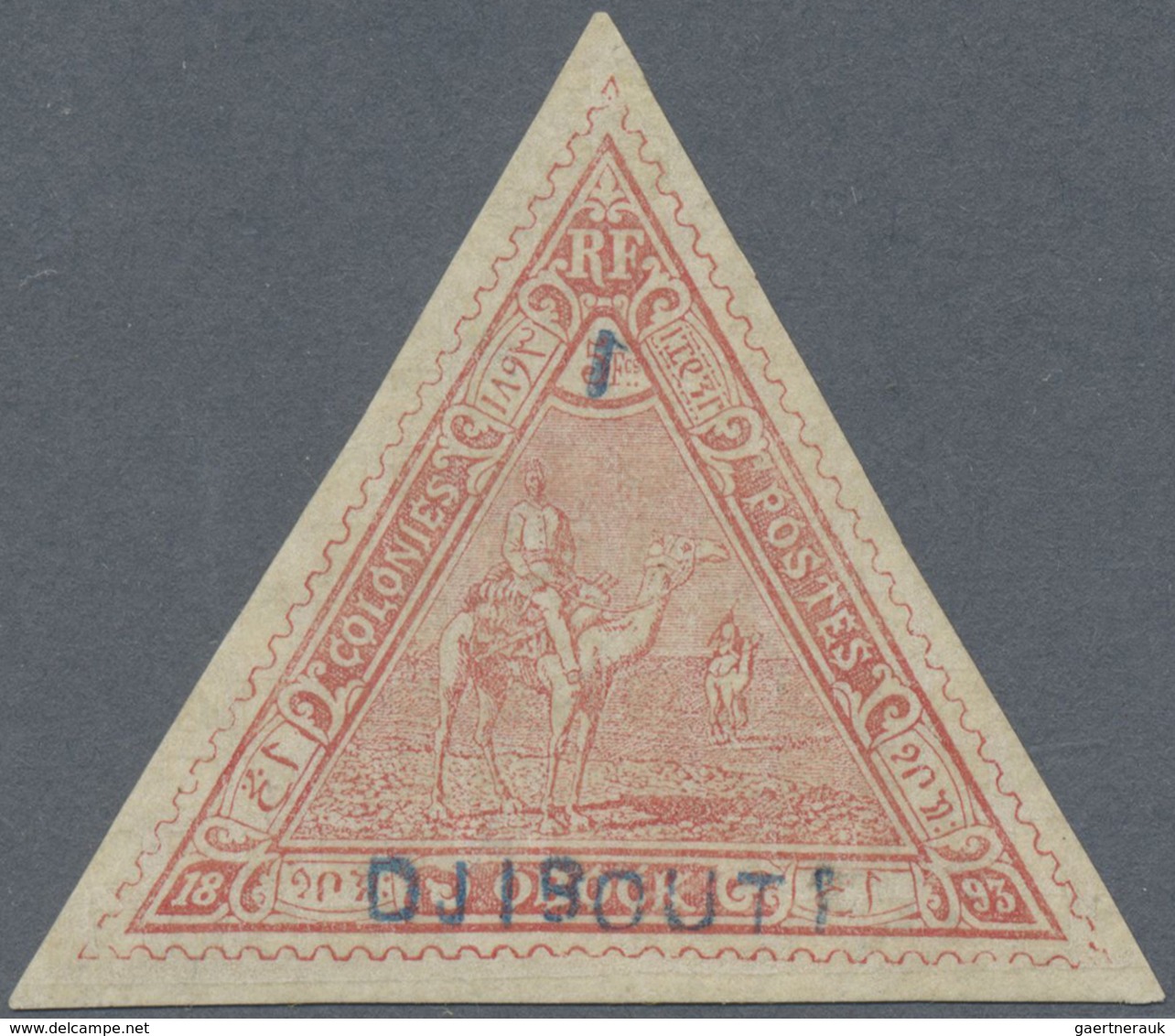 * Französische Somaliküste: 1894, 1 (Fr) On 5 Fr. Red, Small Pinprick Hole Under The Second I Of Djibo - Gebruikt