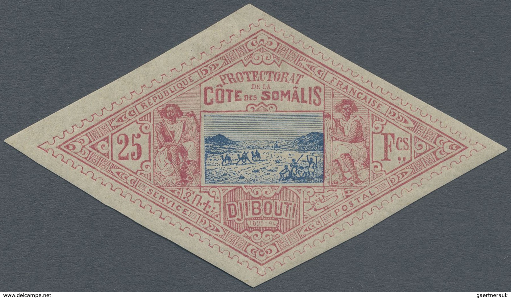 * Französische Somaliküste: 1894, 25 Fr. Pink/blue Caravan Route, Unused With Original Gum, Signed. Mi - Oblitérés