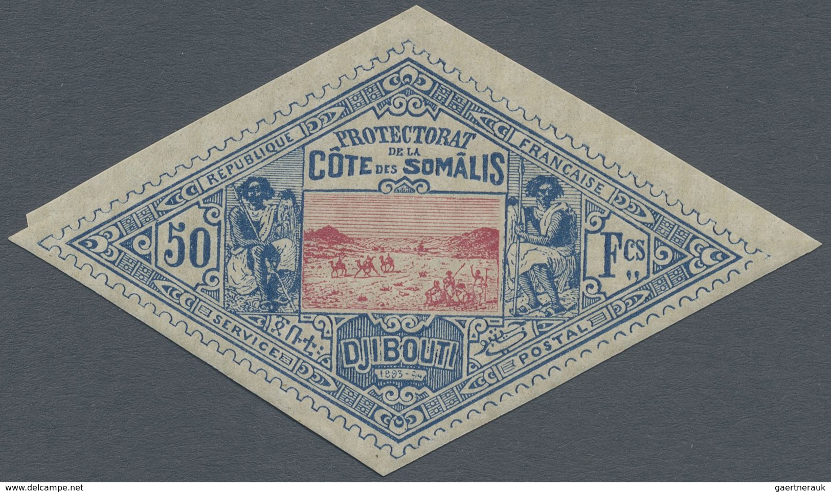 * Französische Somaliküste: 1894, 50 Fr. Blue/rose Caravan Route, Unused With Original Gum, Signed. Mi - Used Stamps