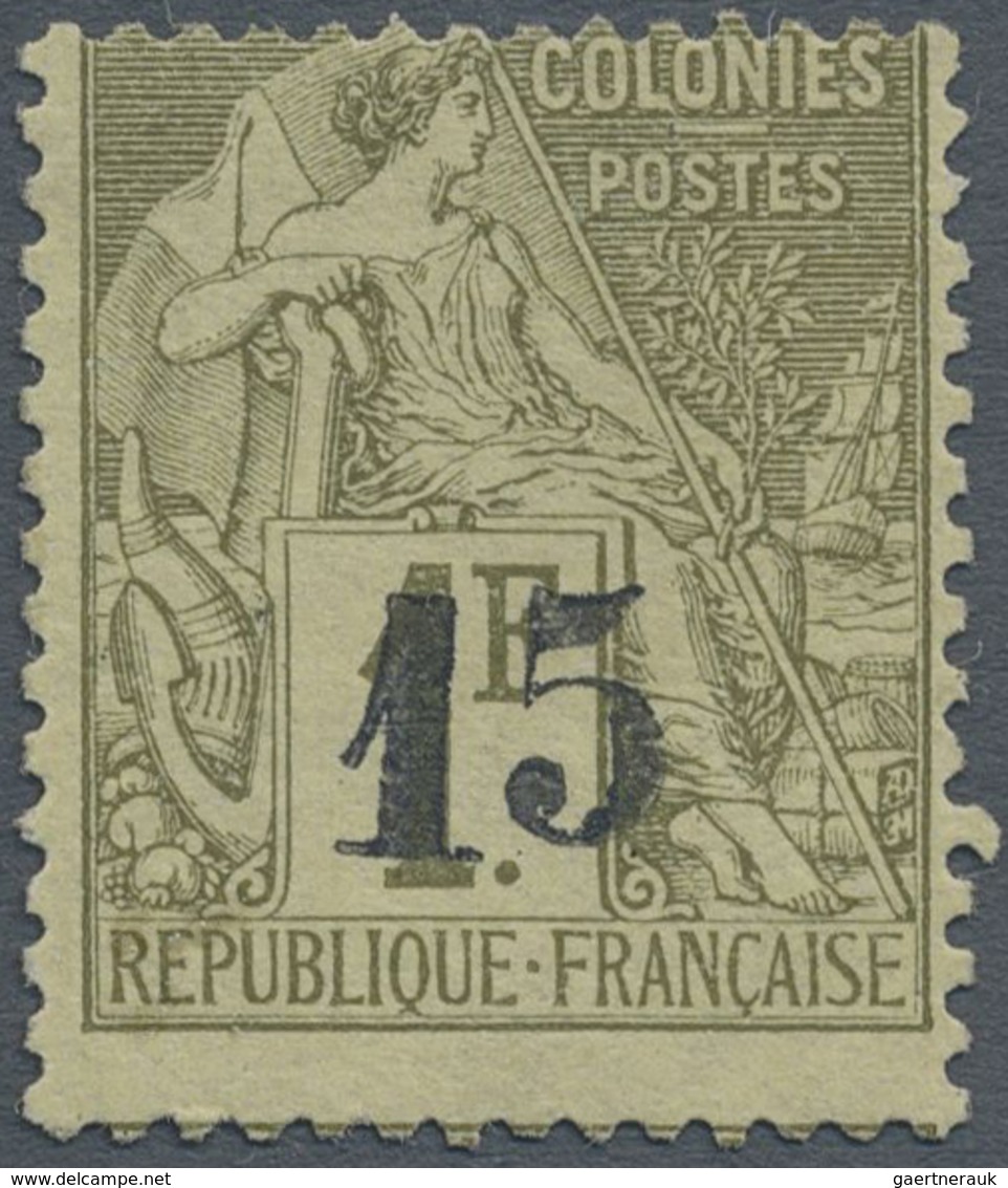 (*) Gabun: 1889, 15 (C) On 1 Fr. Olive On Light Yellow Unused With New Gum, Signed Brun. (Yvert 7; € 2.8 - Autres & Non Classés