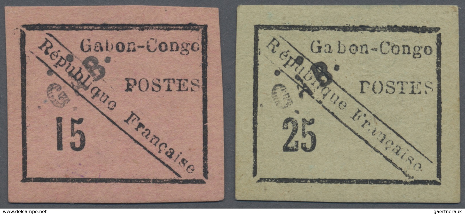 * Gabun: 1889 'Gabon-Congo' 15c. And 25c. Both Mint With Hinge Marks, Fresh And Fine, 15c. (Type 2) Si - Autres & Non Classés