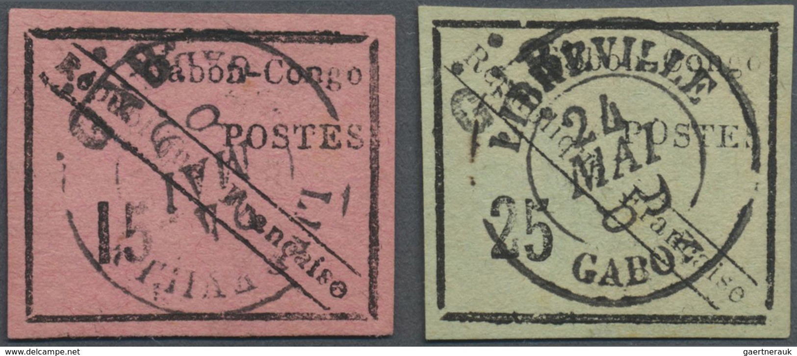 O Gabun: 1889, 15c. Black On Pink 'Gabon Congo' With Overprint 'GAB In 6 Points' And 25c. Black On Gre - Other & Unclassified