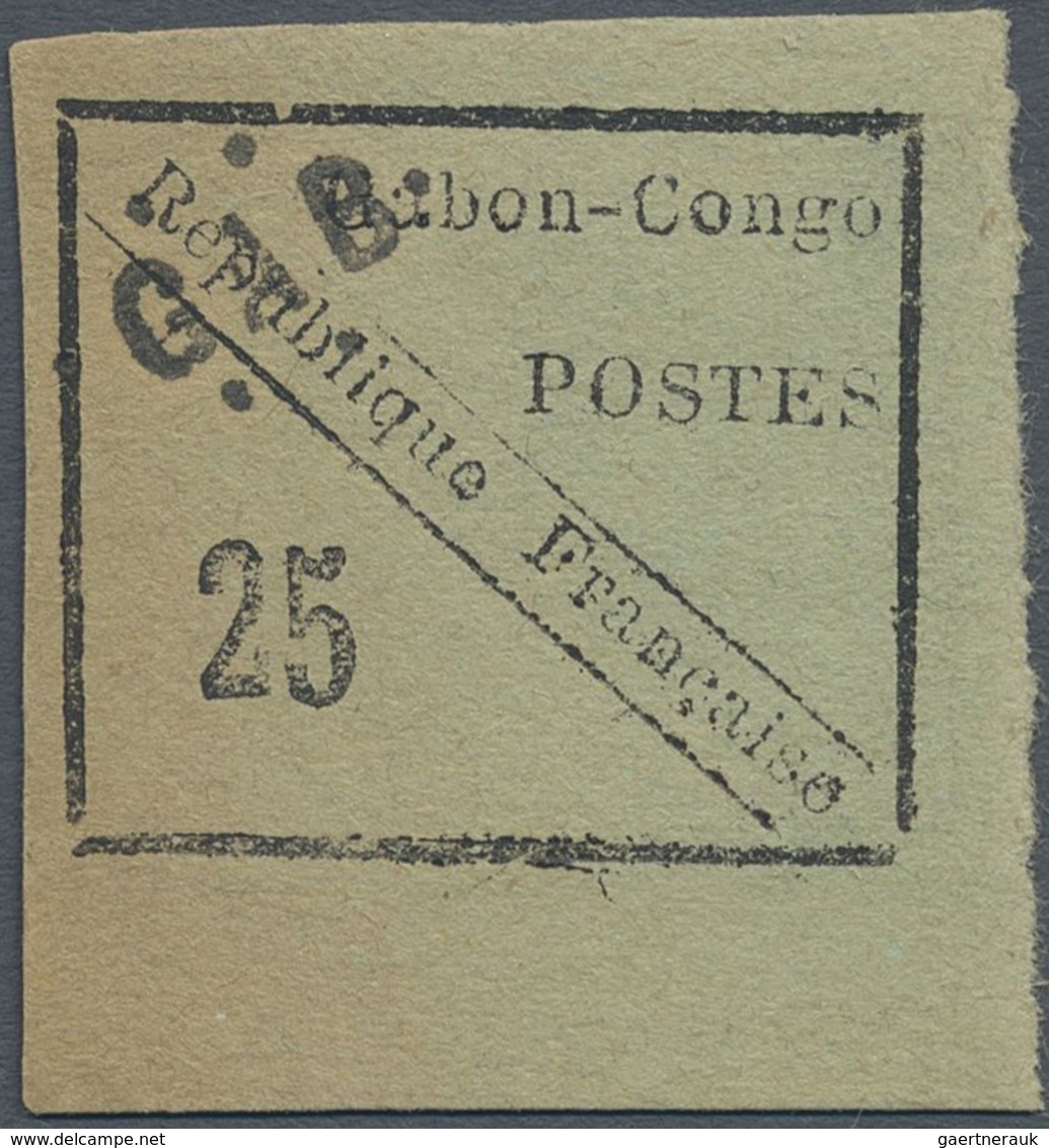 * Gabun: 1889, 25 C. Black/green With Surcharge „GAB”, Unused, Slight Age-related Paper Tanning. Signe - Andere & Zonder Classificatie