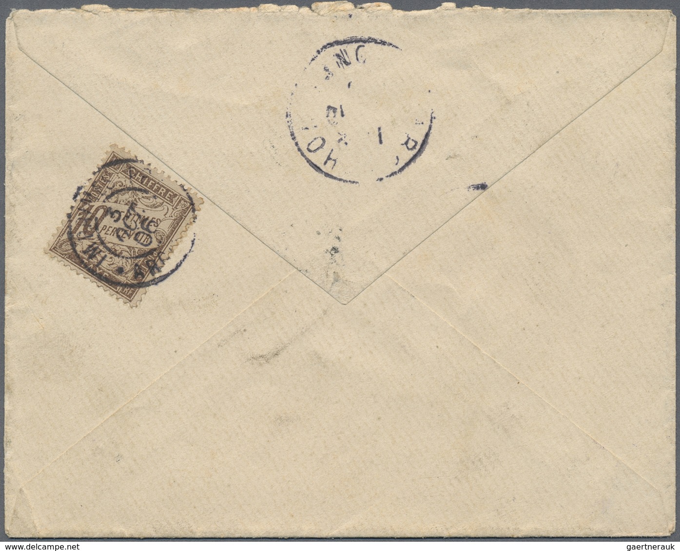 Br Gabun: 1906. Roughly Opend Envelope Addressed To France Bearing Gabon Yvert 16, 1c Black/azure And Y - Sonstige & Ohne Zuordnung