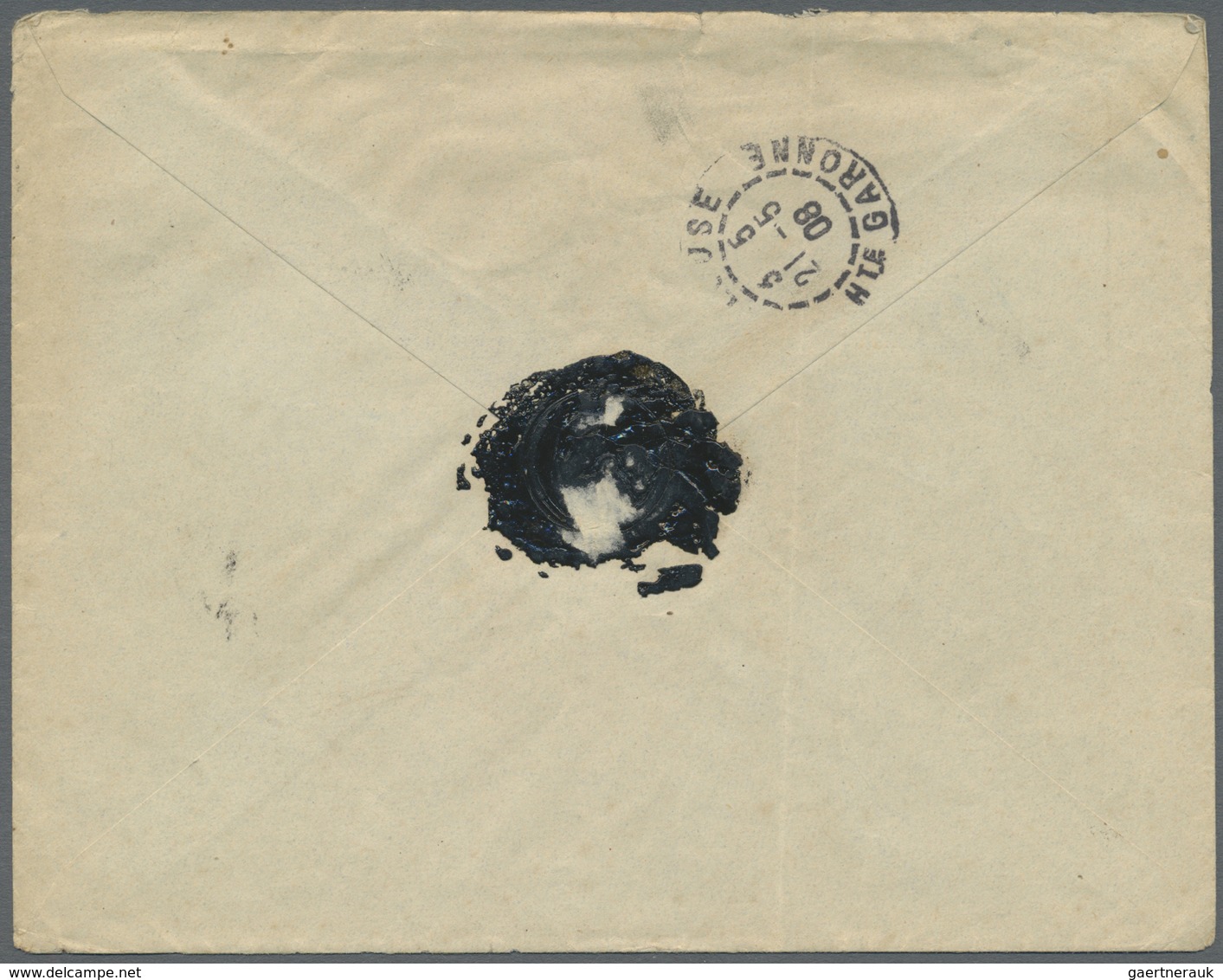 Br Gabun: 1908. Envelope (vertical Fold) Addressed To France Bearing Gabon Yvert 20, 10c Rose Tied By M - Autres & Non Classés