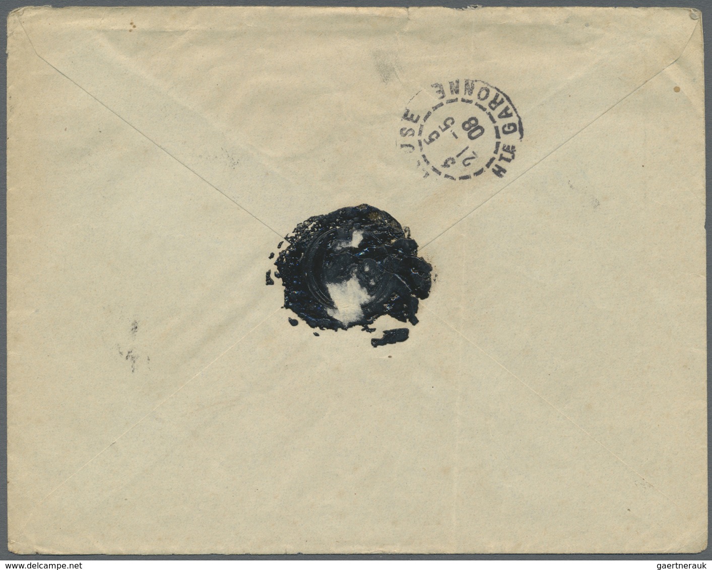 Br Gabun: 1908. Envelope (vertical Fold) Addressed To France Bearing Gabon Yvert 20, 10c Rose Tied By M - Andere & Zonder Classificatie