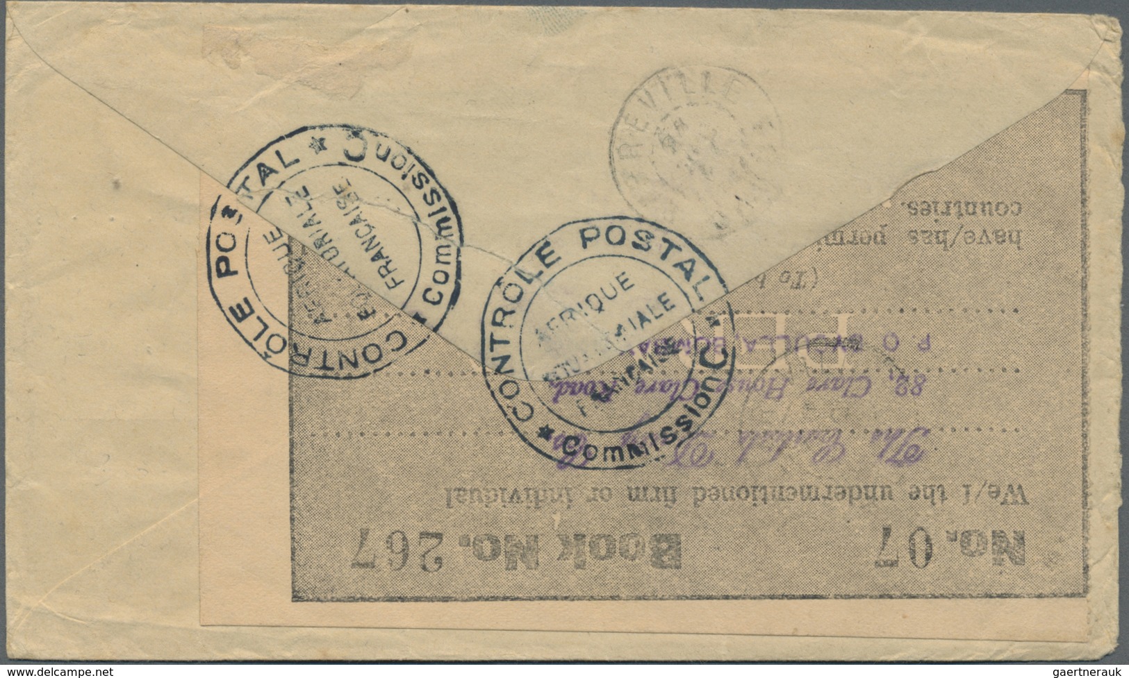 Br Gabun: 1941. Envelope Addressed To Kango, Luna, Gabon Bearing India SG 257, 3p Slage Ant SG 248, ½a - Altri & Non Classificati