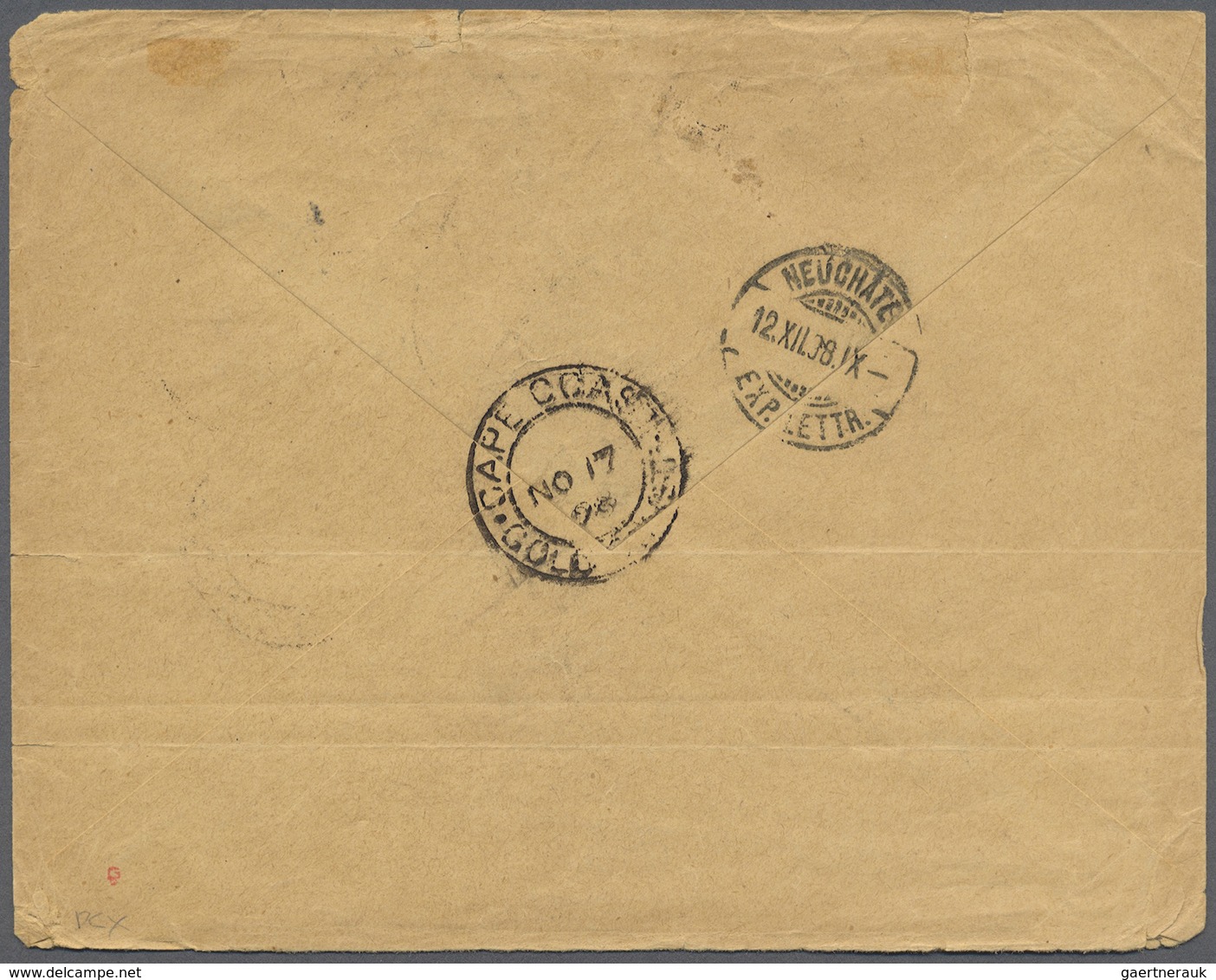 Br Goldküste: 1898. Envelope (small Tears At Top, Not Affecting The Adhesives) Addressed To Switzerland - Goudkust (...-1957)