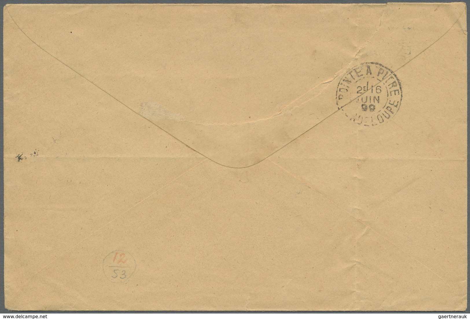 Br Guadeloupe: 1899. Envelope Addressed To The 'Chef De Service, Pointe-a-Pitre' Bearing Yvert 27, 1c B - Lettres & Documents