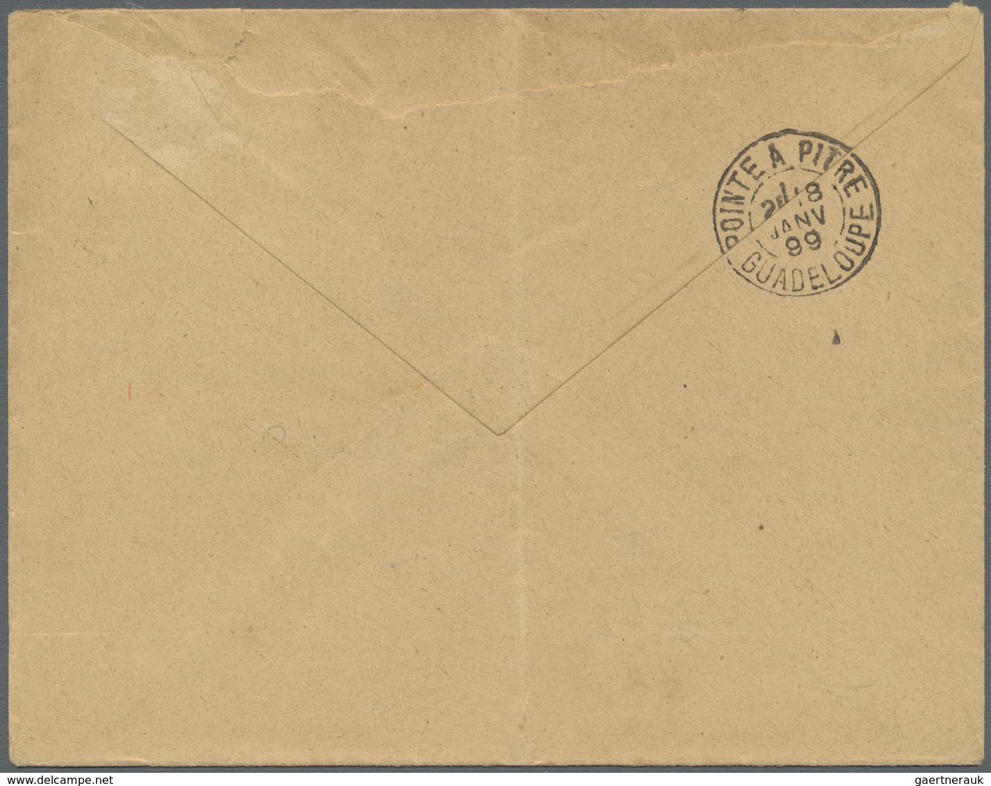 Br Guadeloupe: 1899. Envelope (vertical Fold, Roughly Opend) Addressed To The 'Chef De Service, Pointe- - Lettres & Documents