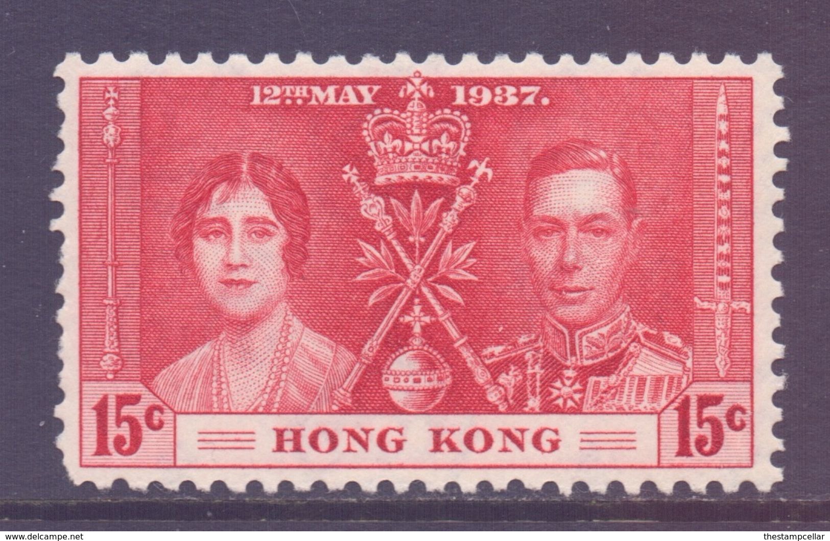 Hong Kong Scott 152 - SG138, 1937 Coronation 15c MH* - Unused Stamps