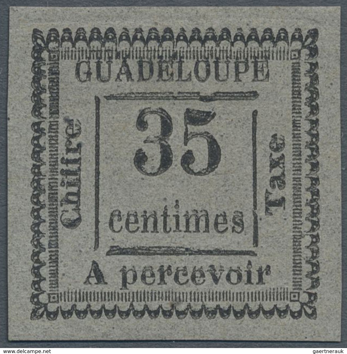 * Guadeloupe - Portomarken: 1884, 35 C. Value In Frame Black On Gray, Unused Hinged. (Yvert No 11) - Strafport